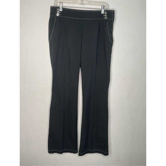 LAFAYETTE 148 Pants Women's size 8 Black Side Zip Wide Leg Cotton BLEEKER - Picture 2 of 9